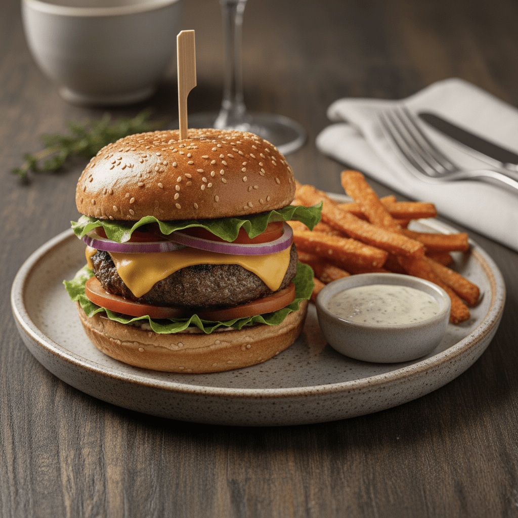 Classic veggie burger served at Kashmir Darbar restaurant
