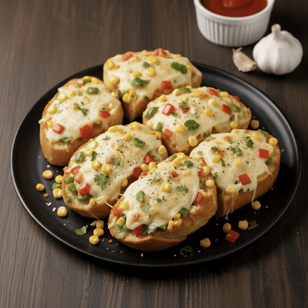 Cheesy garlic bread served fresh at Kashmir Darbar restaurant